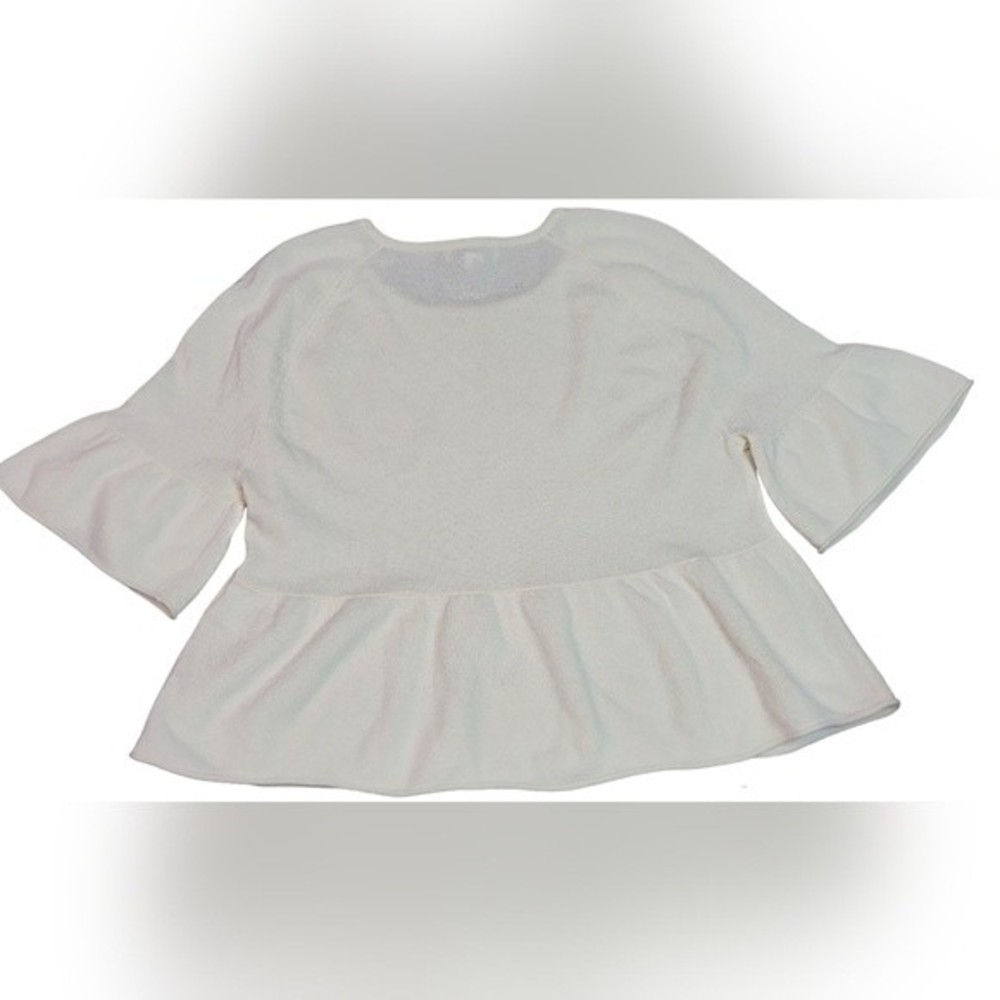 Revive Cashmere Ruffle Sleeve Peplum Shirt Size Medium - Picture 2 of 3